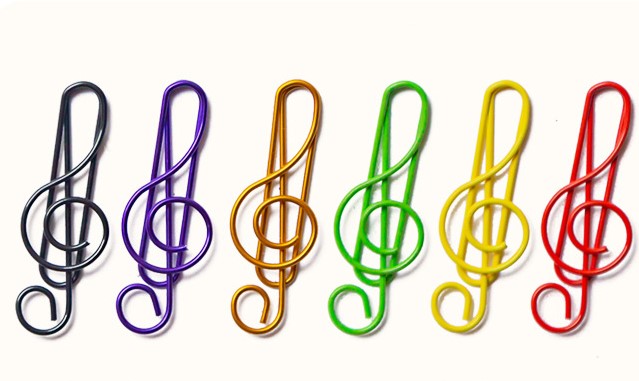 高音譜號造型迴紋針/音符圖案迴紋針 彩色繽紛 造型可愛 音樂禮品 音樂會